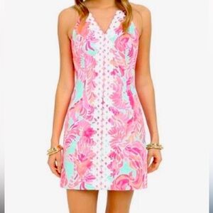 Lilly Pulitzer Pearl Poolside Blue Love Birds Shift Dress 6